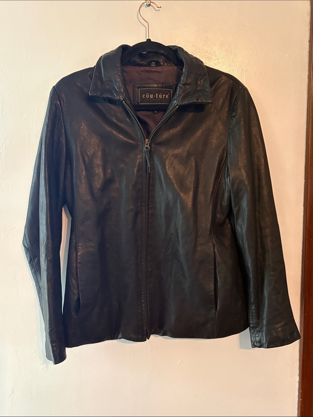 Women’s Black Leather Zip-Front Jacket GENUINE LEATHER